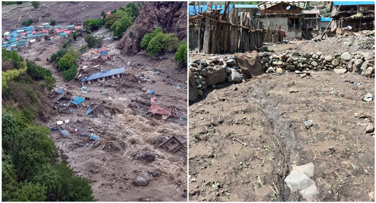 हुम्लाको नेप्का गाउँमा बाढी–पहिरोको वितण्डा, विद्यालयदेखि खेतीबालीसम्म व्यापक क्षति